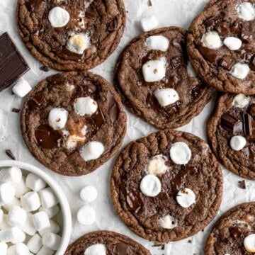 Hot Chocolate Cookies are soft and chewy, loaded with classic hot cocoa ingredients, and is so easy to make in just 20 minutes (no chilling required!). | aheadofthyme.com