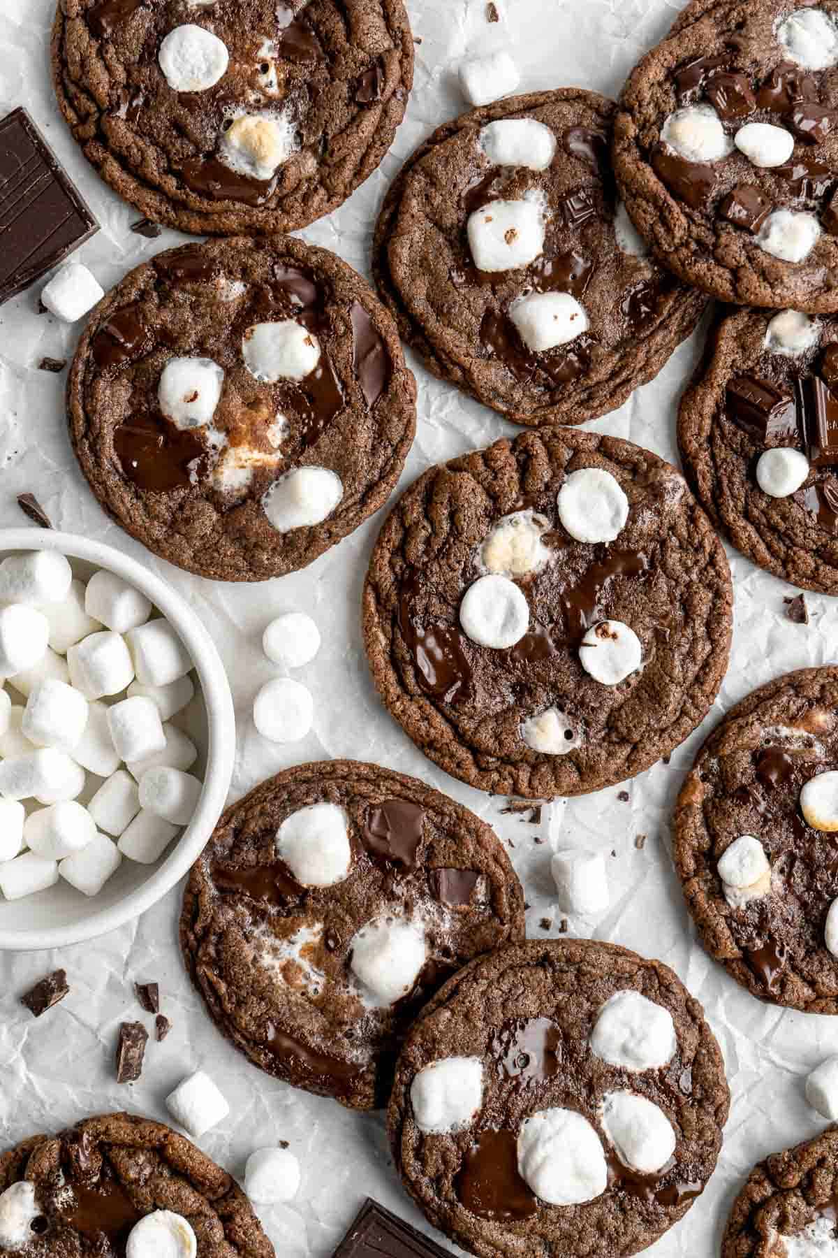 Hot Chocolate Cookies are soft and chewy, loaded with classic hot cocoa ingredients, and is so easy to make in just 20 minutes (no chilling required!). | aheadofthyme.com