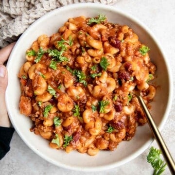 This Chili Mac and Cheese recipe combines two of the best classic comfort dishes using one pot only in just 30 minutes. A family-friendly weeknight dinner. | aheadofthyme.com