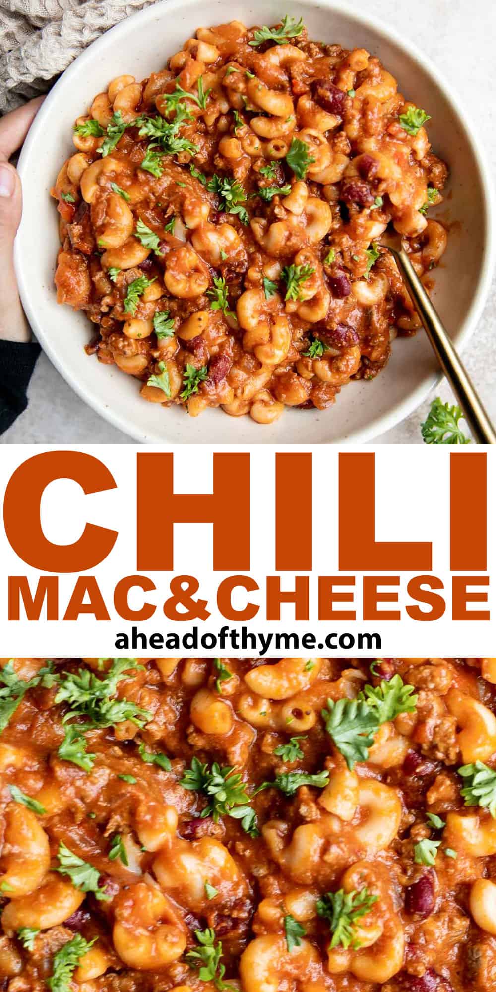 This Chili Mac and Cheese recipe combines two of the best classic comfort dishes using one pot only in just 30 minutes. A family-friendly weeknight dinner. | aheadofthyme.com