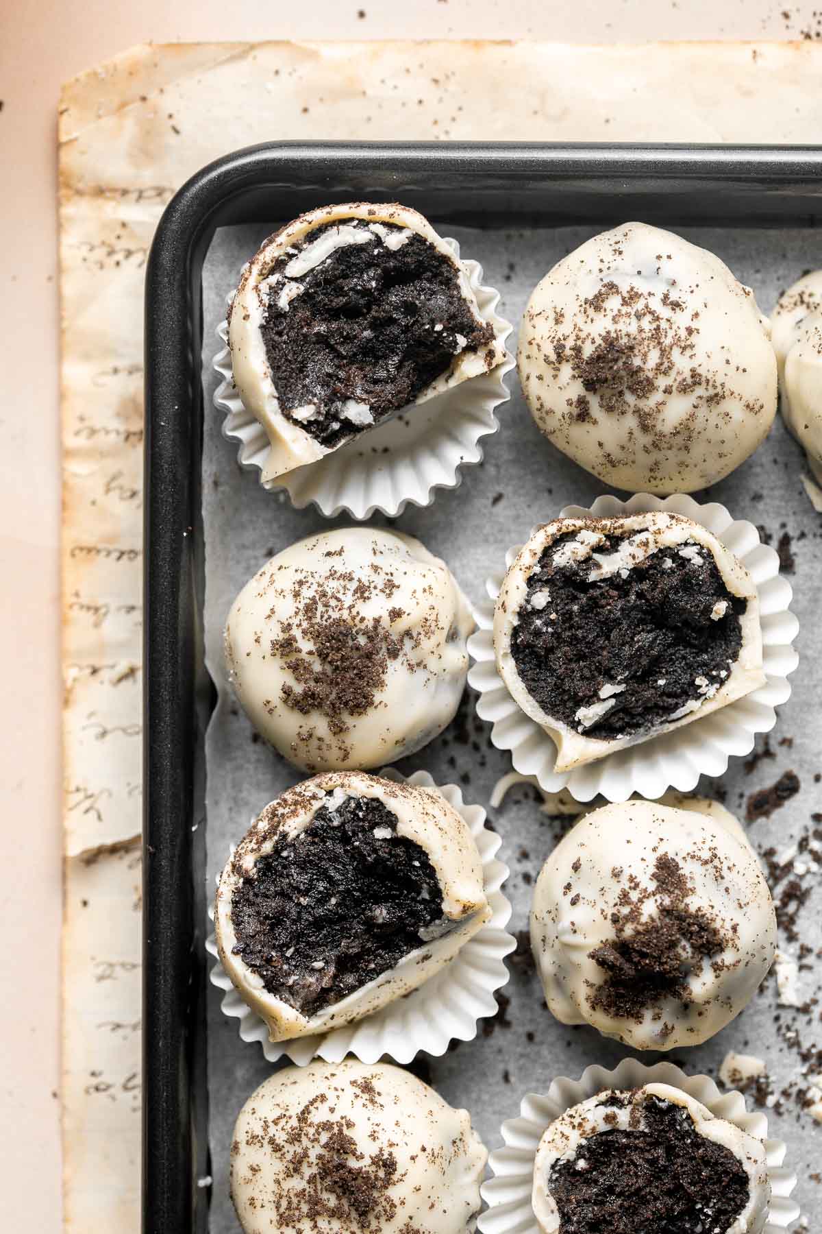 Oreo Truffles (Cookie Balls) are a quick and easy no bake dessert that is rich, sweet, fudgy, and delicious — and made with just 3 simple ingredients. | aheadofthyme.com