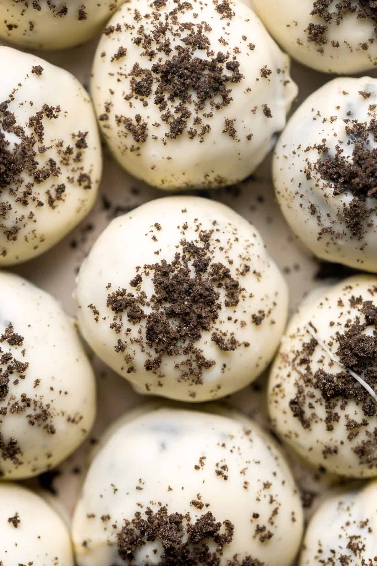 Oreo Truffles (Cookie Balls) are a quick and easy no bake dessert that is rich, sweet, fudgy, and delicious — and made with just 3 simple ingredients. | aheadofthyme.com