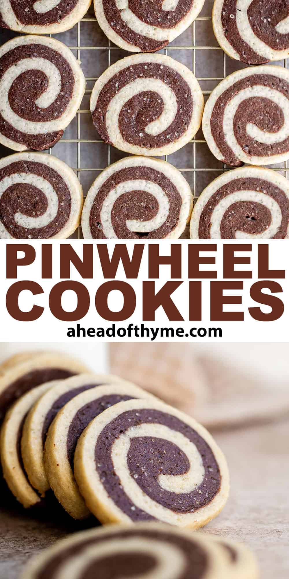 Chocolate Pinwheel Cookies are a Christmastime classic — sweet, buttery, and melt in your mouth delicious. Plus, an easy to make slice-and-bake cookie. | aheadofthyme.com