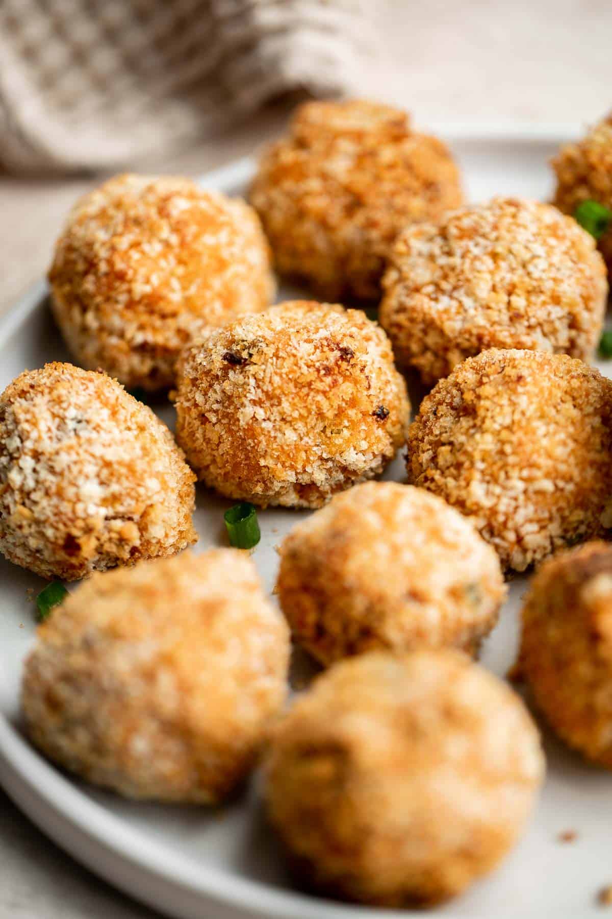 Sweet Potato Croquettes are delicious, flavorful, savory balls of mashed sweet potatoes, cheese, and seasoning — crisp outside and soft and tender inside. | aheadofthyme.com