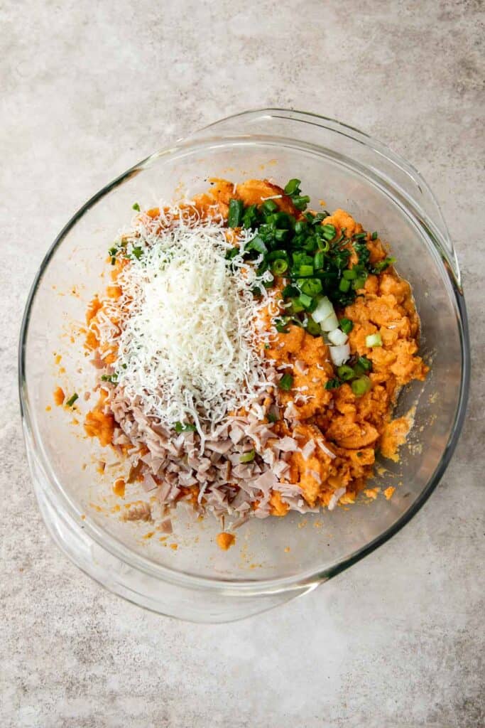 Sweet Potato Croquettes are delicious, flavorful, savory balls of mashed sweet potatoes, cheese, and seasoning — crisp outside and soft and tender inside. | aheadofthyme.com