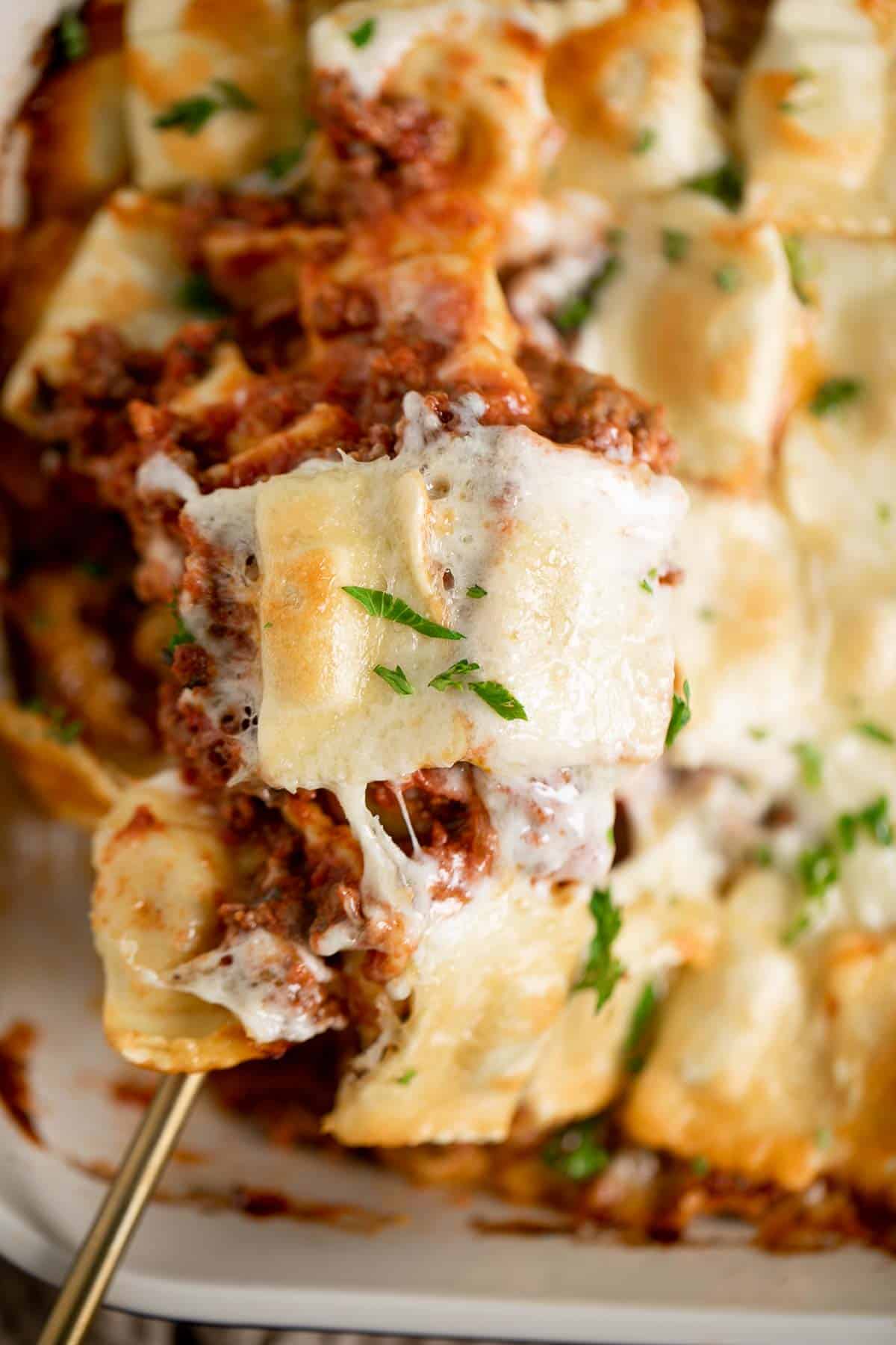 Baked Ravioli is simple delicious comfort food that is perfect for a weeknight family dinner or for entertaining. It's hearty, comforting, and kid-friendly. | aheadofthyme.com