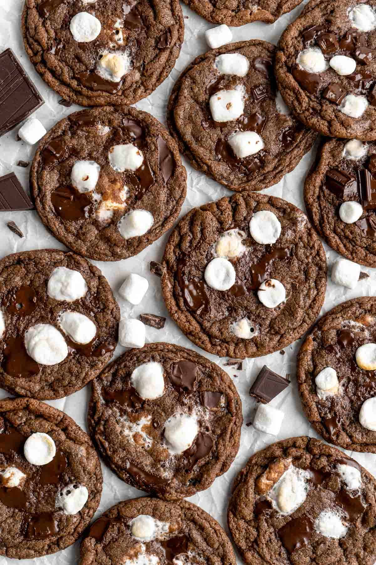 Hot Chocolate Cookies are soft and chewy, loaded with classic hot cocoa ingredients, and is so easy to make in just 20 minutes (no chilling required!). | aheadofthyme.com