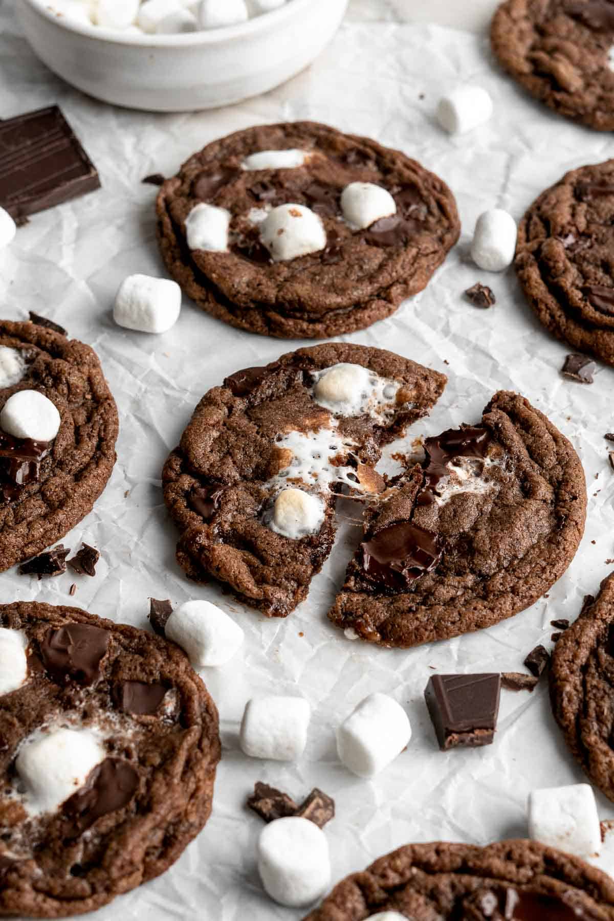 Hot Chocolate Cookies are soft and chewy, loaded with classic hot cocoa ingredients, and is so easy to make in just 20 minutes (no chilling required!). | aheadofthyme.com