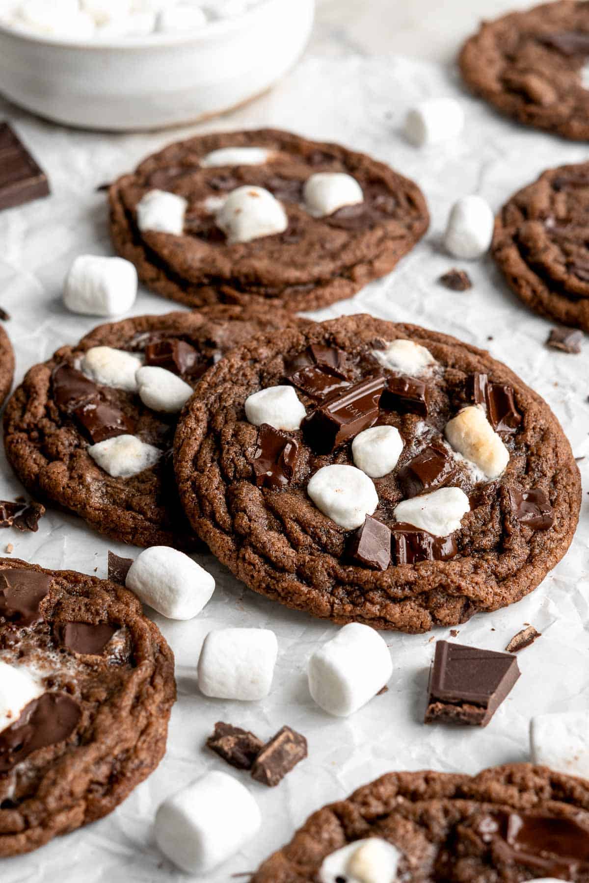 Hot Chocolate Cookies are soft and chewy, loaded with classic hot cocoa ingredients, and is so easy to make in just 20 minutes (no chilling required!). | aheadofthyme.com
