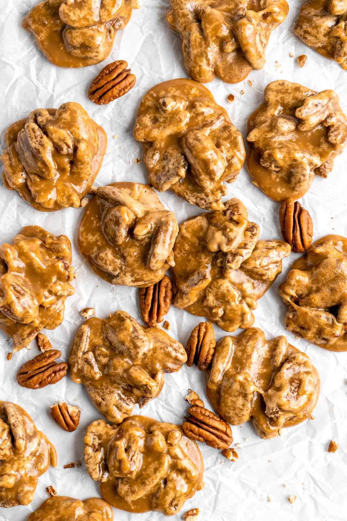 Pecan Pralines are sweet, rich, nutty, and crunchy candies that are so quick and easy to make. Make these melt-in-your-mouth Southern treats in 20 minutes. | aheadofthyme.com