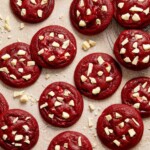 Red Velvet Cookies with white chocolate are moist and chewy, deliciously chocolatey with a cake-like texture, and are striking red. Ready in 20 minutes! | aheadofthyme.com