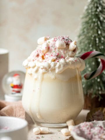 Homemade White Hot Chocolate is a rich, sweet, and decadent drink that is so quick and easy to make at home from scratch with just 3 ingredients! | aheadofthyme.com