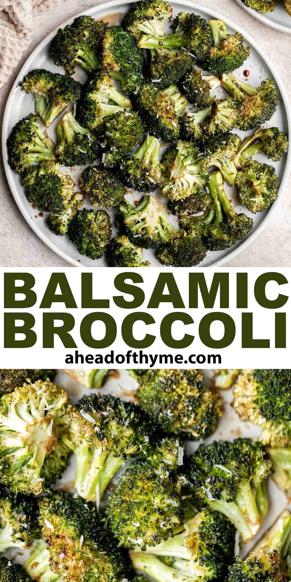 Balsamic Roasted Broccoli is a quick easy side dish made with tender, crispy broccoli tossed in a flavorful 5-ingredient glaze and is ready in 25 minutes. | aheadofthyme.com