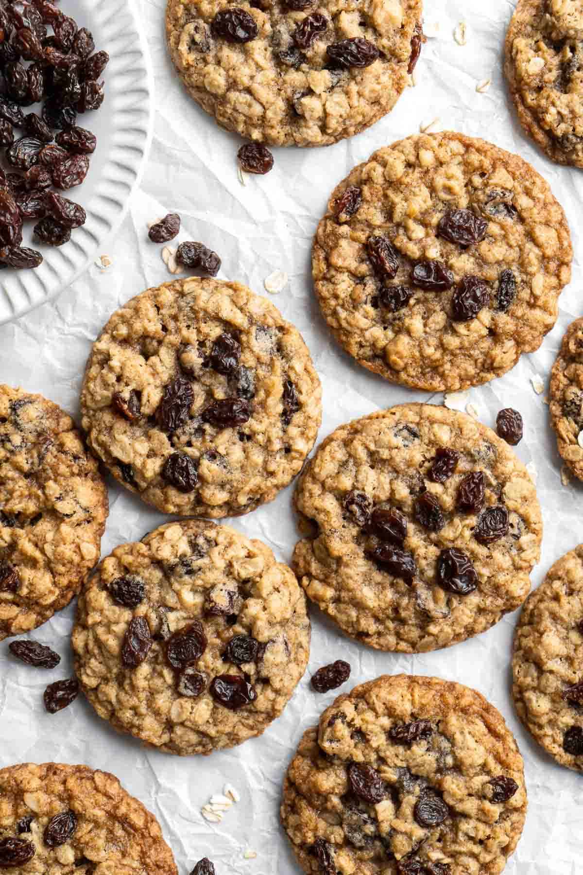 Soft and chewy Oatmeal Raisin Cookies are a quick and easy one bowl recipe made using simple pantry staple ingredients in under 20 minutes with no chilling! | aheadofthyme.com