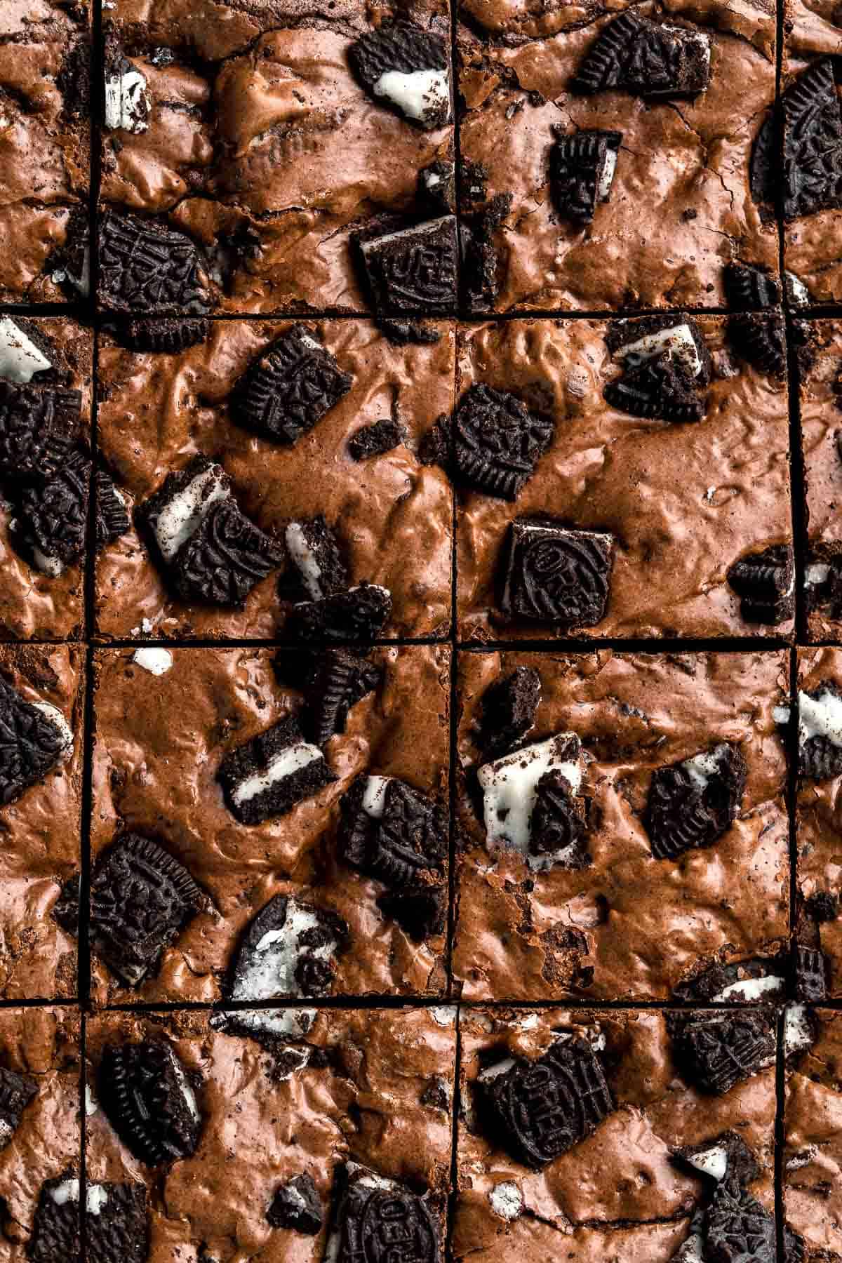 Oreo Brownies are a fudgy, rich and decadent dessert that is quick and easy to make from scratch in about 30 minutes using simple ingredients. | aheadofthyme.com