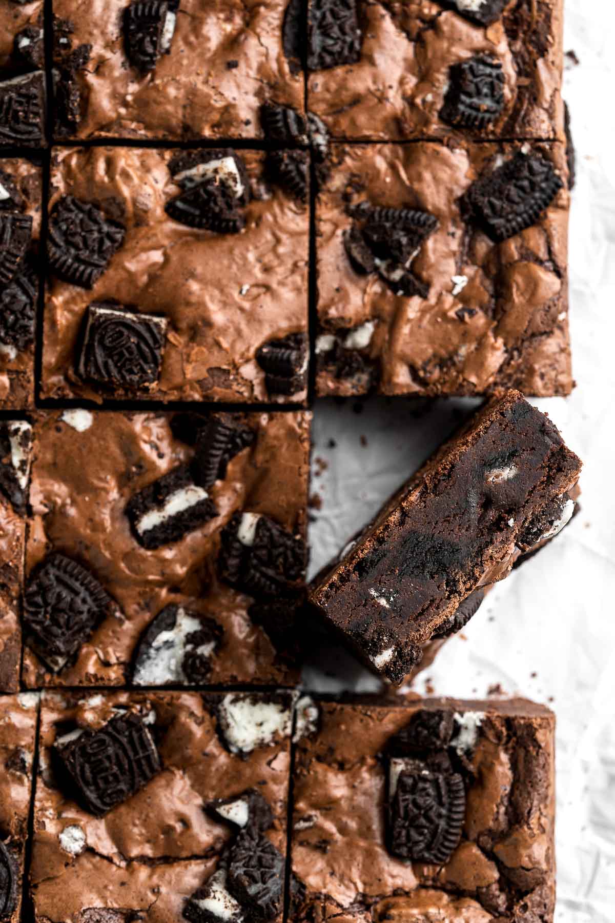 Oreo Brownies are a fudgy, rich and decadent dessert that is quick and easy to make from scratch in about 30 minutes using simple ingredients. | aheadofthyme.com