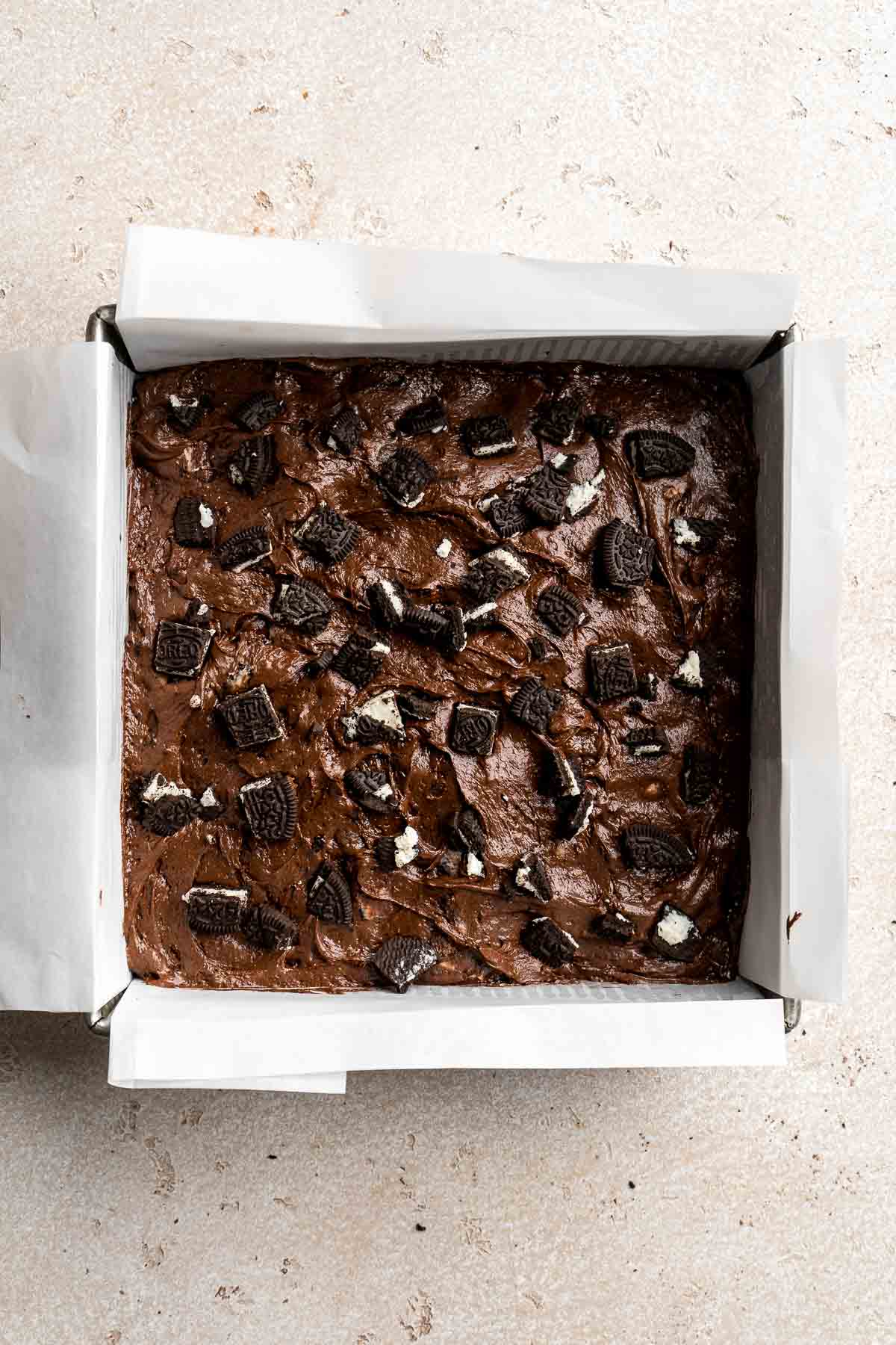 Oreo Brownies are a fudgy, rich and decadent dessert that is quick and easy to make from scratch in about 30 minutes using simple ingredients. | aheadofthyme.com