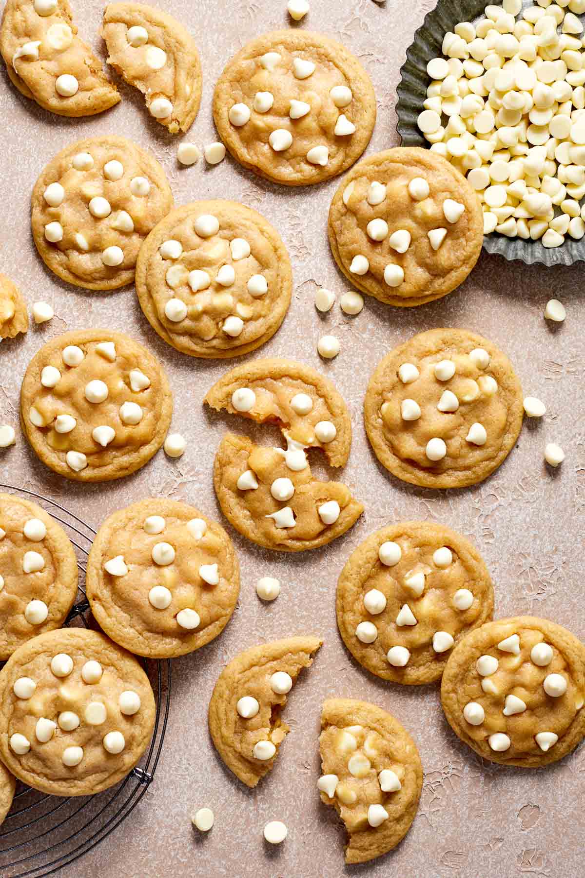 White Chocolate Chip Cookies are soft and chewy with golden crisp edges, and loaded with white chocolate chips. Ready in under 20 minutes with no chilling! | aheadofthyme.com