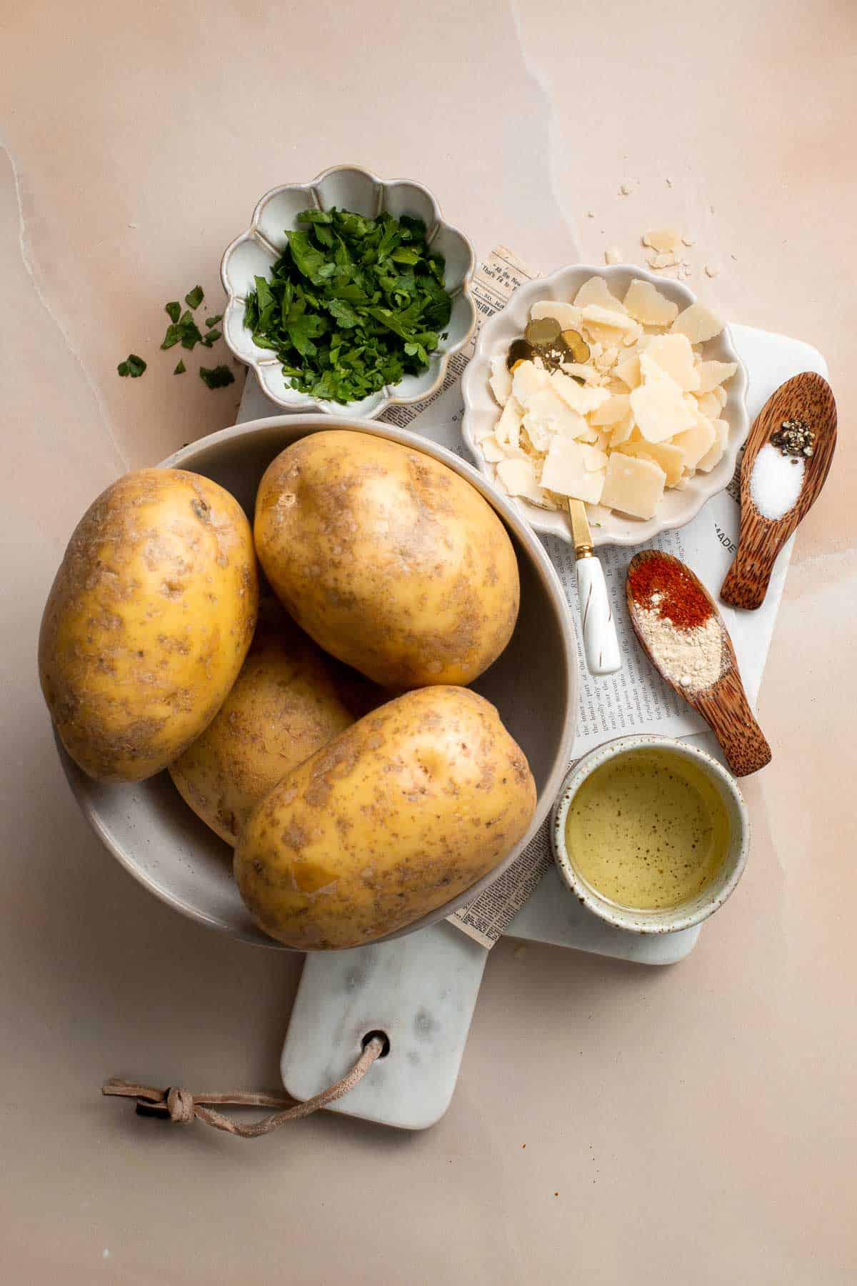 Baked Potato Wedges are crispy outside and soft inside — exactly what you want from a potato wedge but without frying! Cook in the oven or air fryer. | aheadofthyme.com