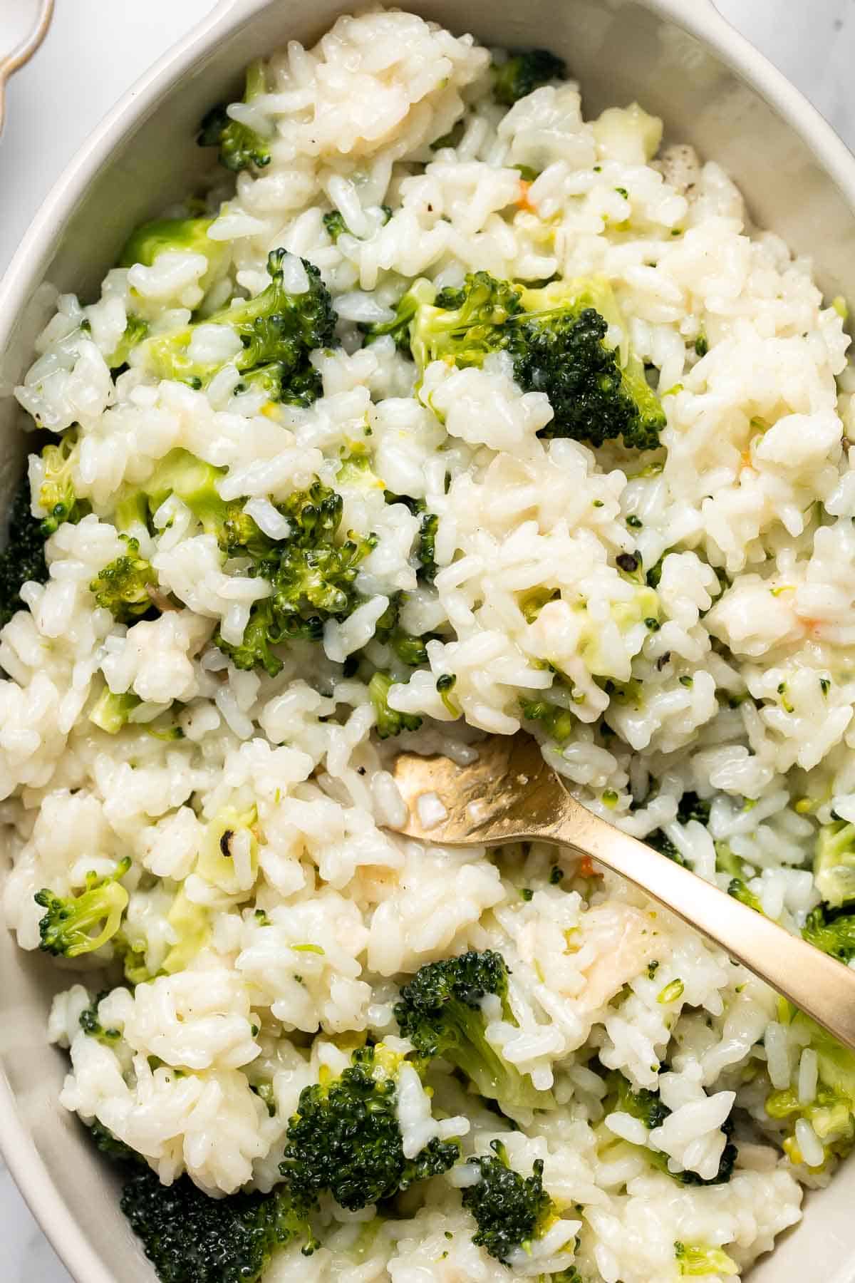 Broccoli Rice is the perfect side dish: creamy, cheesy, healthy, and filling. Plus, it’s quick and easy and all made in one pot in just over 30 minutes. | aheadofthyme.com