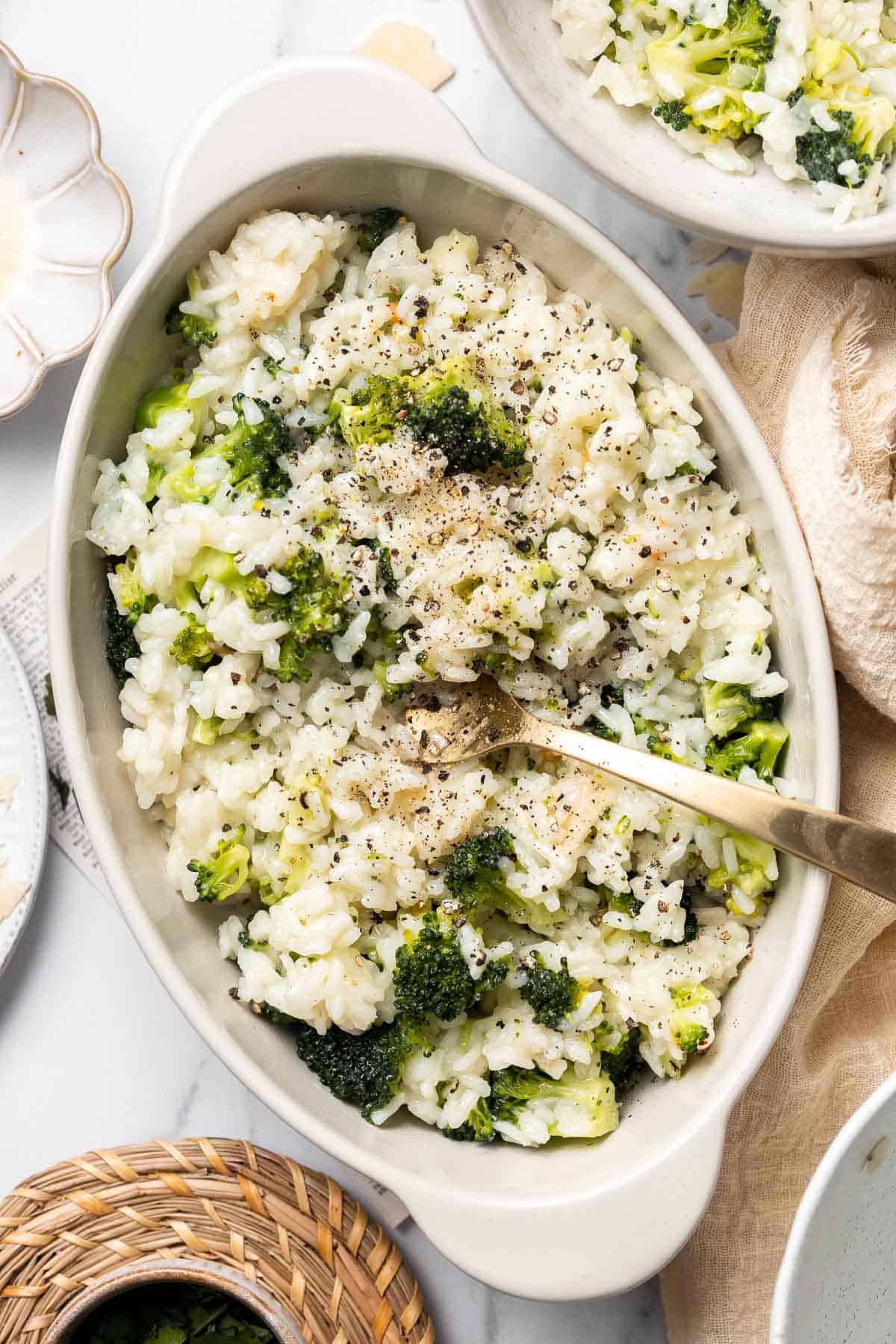 Broccoli Rice is the perfect side dish: creamy, cheesy, healthy, and filling. Plus, it’s quick and easy and all made in one pot in just over 30 minutes. | aheadofthyme.com