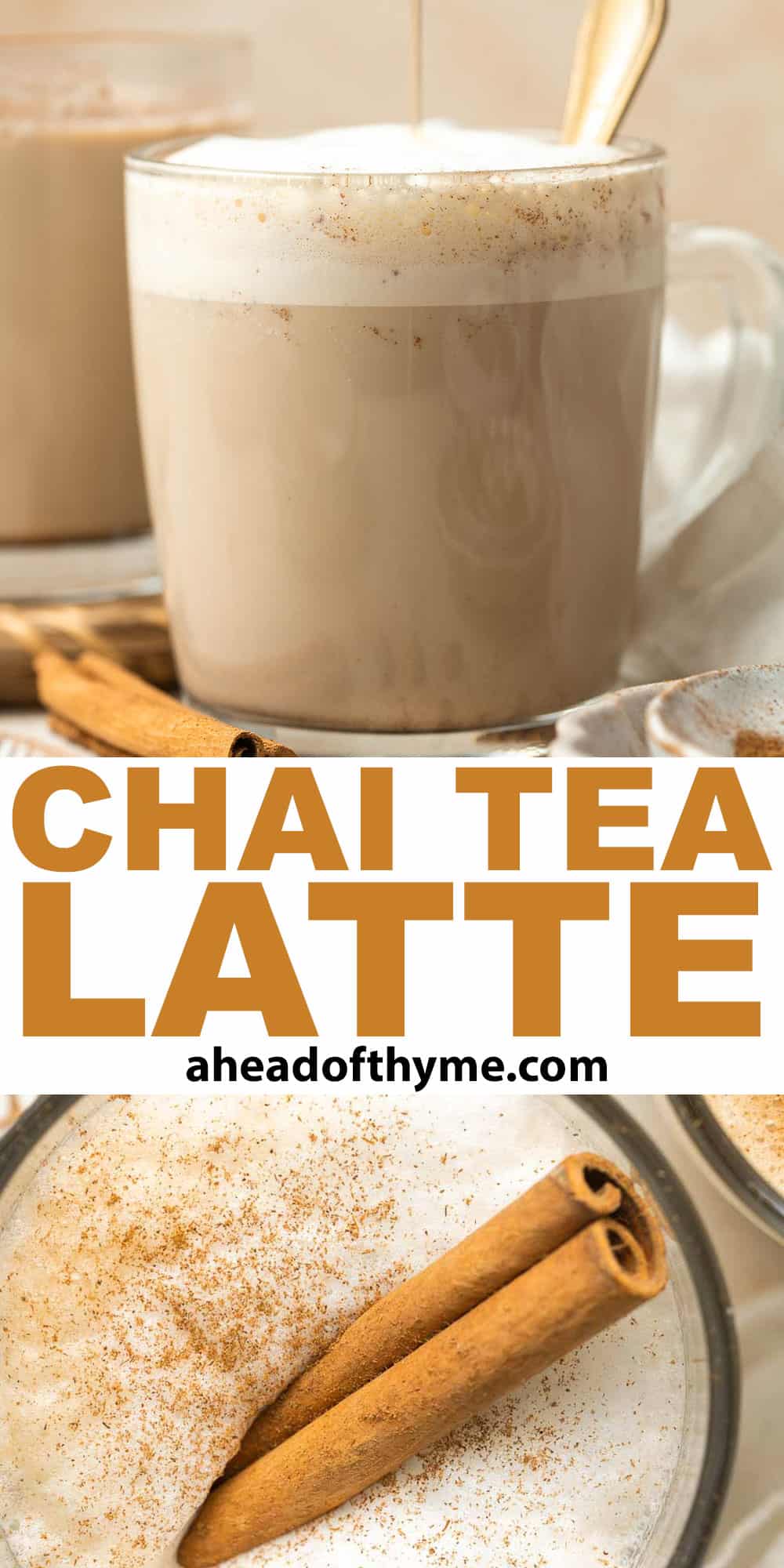 Chai Tea Latte is easy to make at home with aromatic spices and warm foamy milk. It is just as delicious as your favorite coffee shop — if not better! | aheadofthyme.com