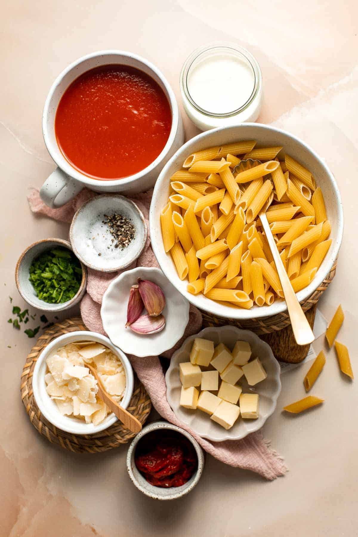 This Creamy Tomato Pasta is a simple and delicious meal made from scratch in 25 minutes with a cream and tomato based sauce that is rich and silky smooth. | aheadofthyme.com