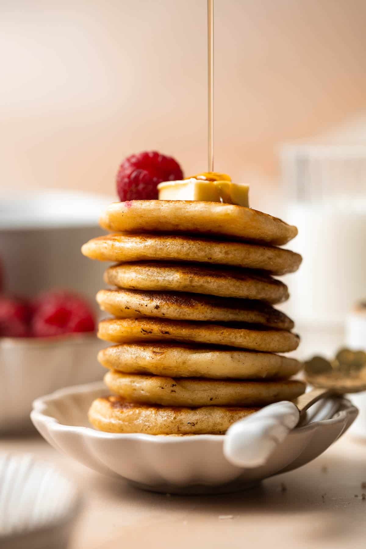 Mini Pancakes (Silver Dollar Pancakes) are the fluffy, fun-sized version of classic pancakes. They're easy to make using a handful of everyday ingredients. | aheadofthyme.com