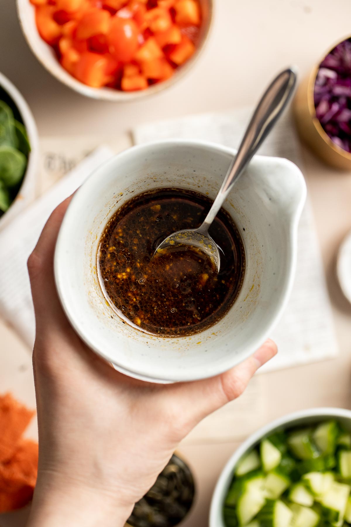 This vegan Buddha Bowl is the perfect hybrid of a salad and grain bowl that is packed with nutritious ingredients like grains, vegetables, and protein. | aheadofthyme.com