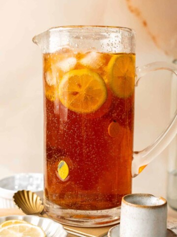 This Homemade Iced Tea made with only 10 minutes of prep using green or black tea, sugar, and water is sweet and refreshing — a perfect summer drink. | aheadofthyme.com