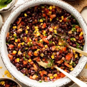 This quick and easy Black Bean Salsa is a delicious Mexican dip loaded with black beans, veggies, cilantro, and lime juice for the best summer flavor. | aheadofthyme.com