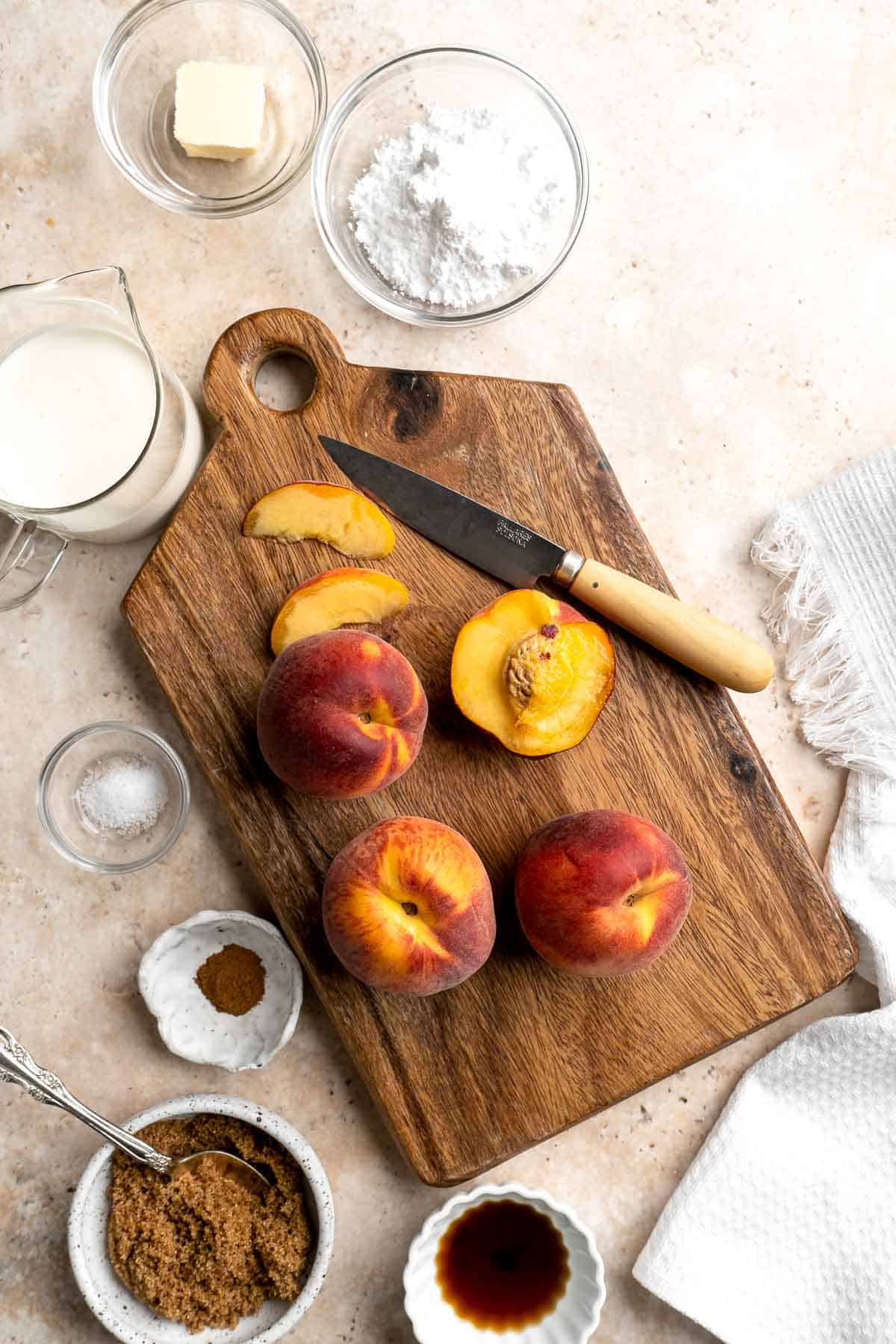 Peaches and Cream is an old-fashioned, no bake dessert that is simple to make with layers of tender, stewed peaches and homemade whipped cream. | aheadofthyme.com