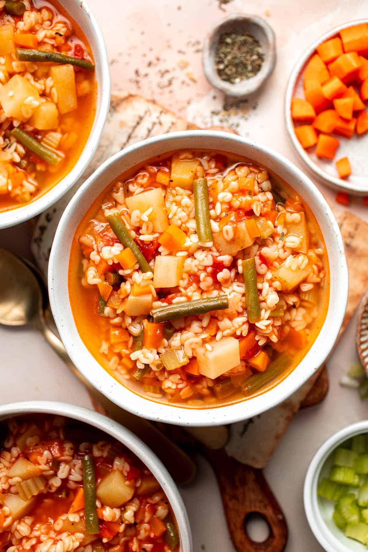 Homemade Alphabet Soup will quickly become a family favorite with its hearty vegetables and fun alphabet noodles. It's quick and easy to make in 30 minutes. | aheadofthyme.com