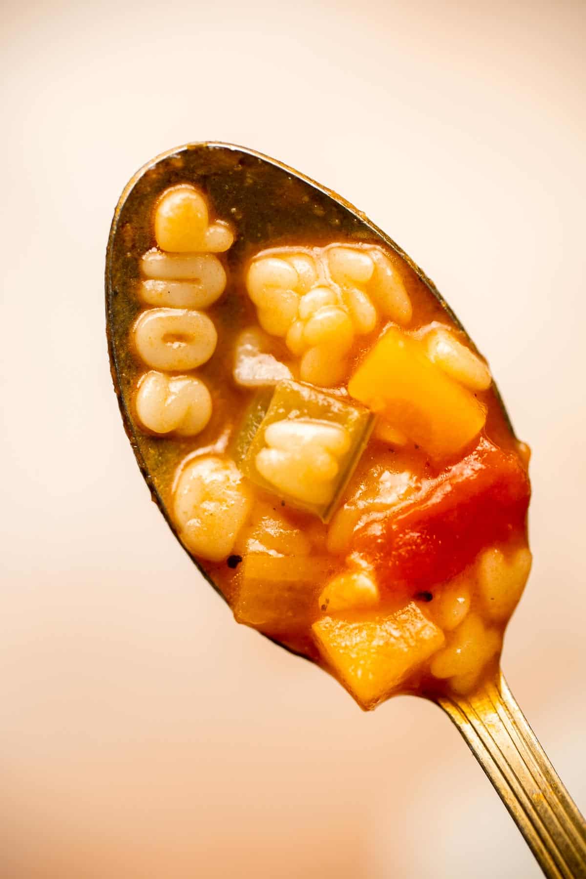 Homemade Alphabet Soup will quickly become a family favorite with its hearty vegetables and fun alphabet noodles. It's quick and easy to make in 30 minutes. | aheadofthyme.com
