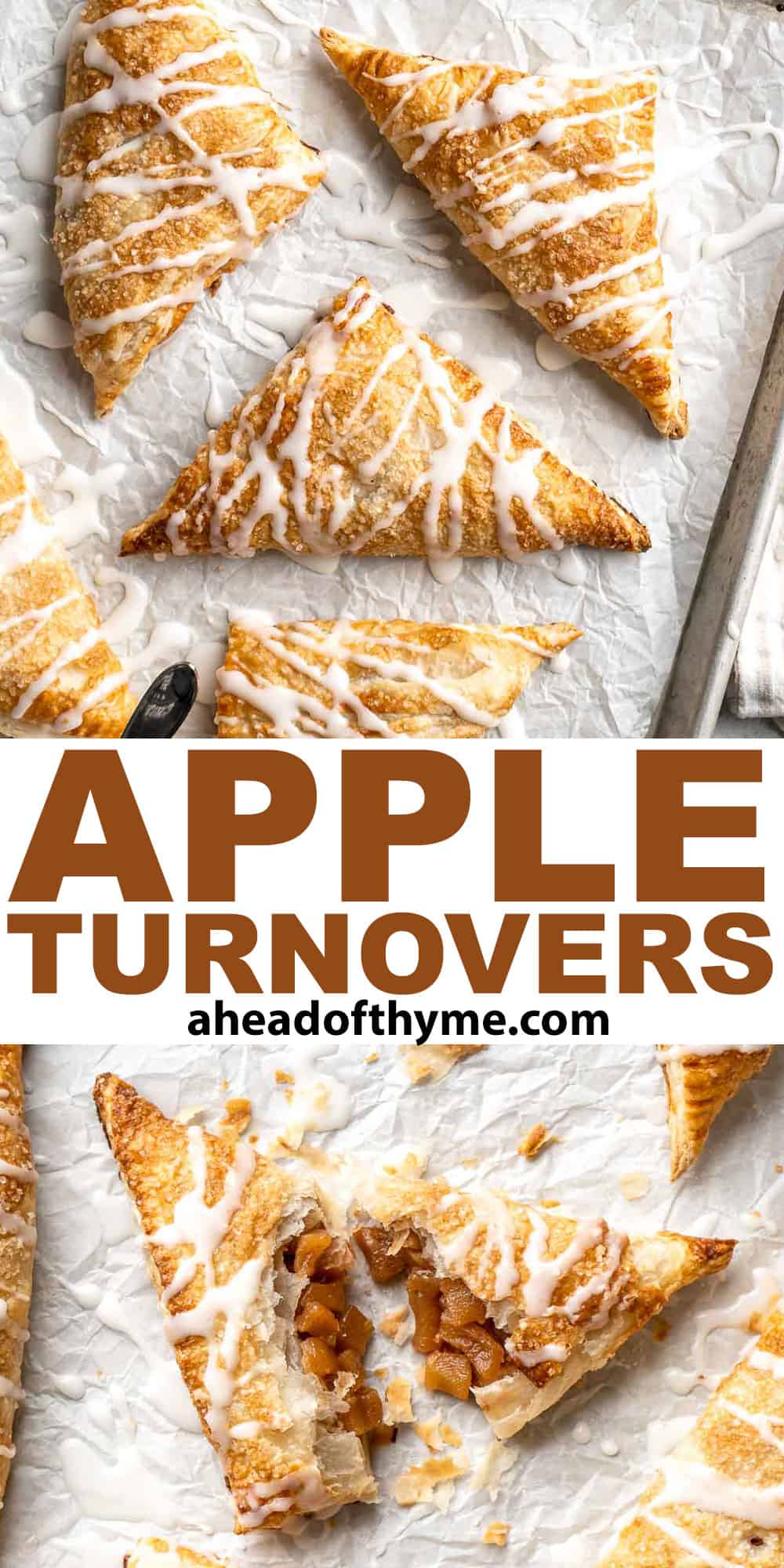 With a buttery, flaky crust and spiced sweet apple filling, these homemade Apple Turnovers are hands down one of the best ways to enjoy this seasonal fruit. | aheadofthyme.com