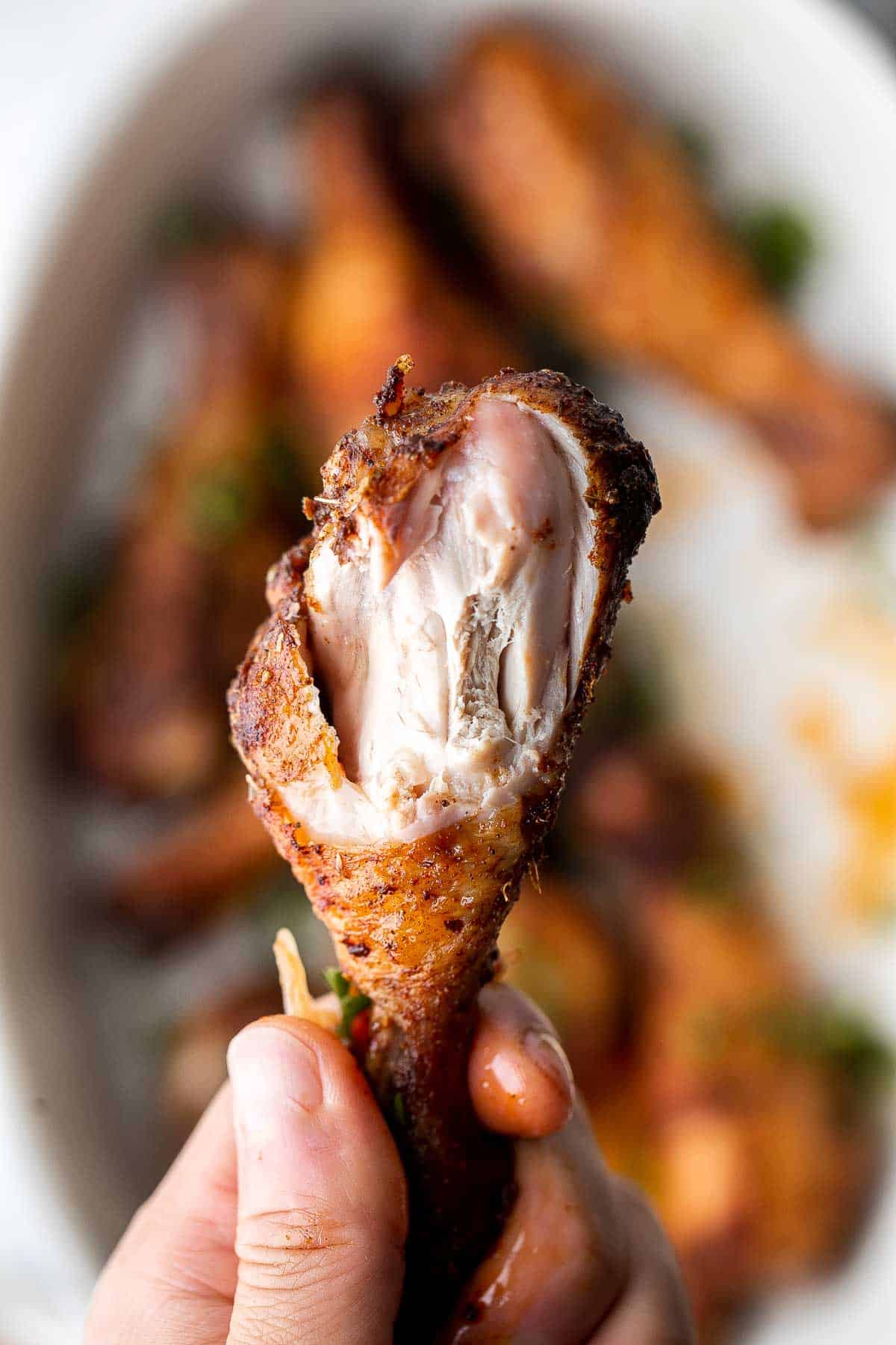 Baked Chicken Drumsticks are ideal for busy weeknights. Marinate inexpensive chicken legs with everyday spices and bake until crispy, tender, and flavorful. | aheadofthyme.com