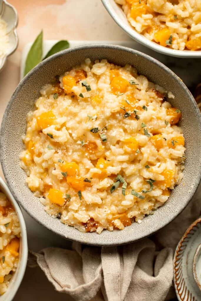 Butternut Squash Risotto is warm, satisfying, and naturally vegetarian — ideal for a quiet fall dinner or a show-stopping entree at your next autumn party. | aheadofthyme.com