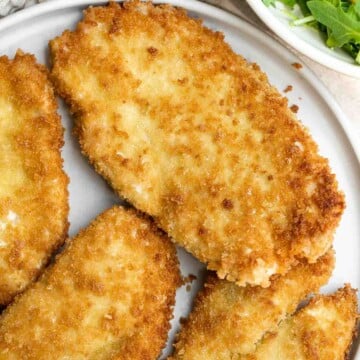 Chicken Milanese is an Italian classic that is crispy, juicy, and easy to make. Lightly breaded chicken cutlets are pan-fried until crispy and golden. | aheadofthyme.com