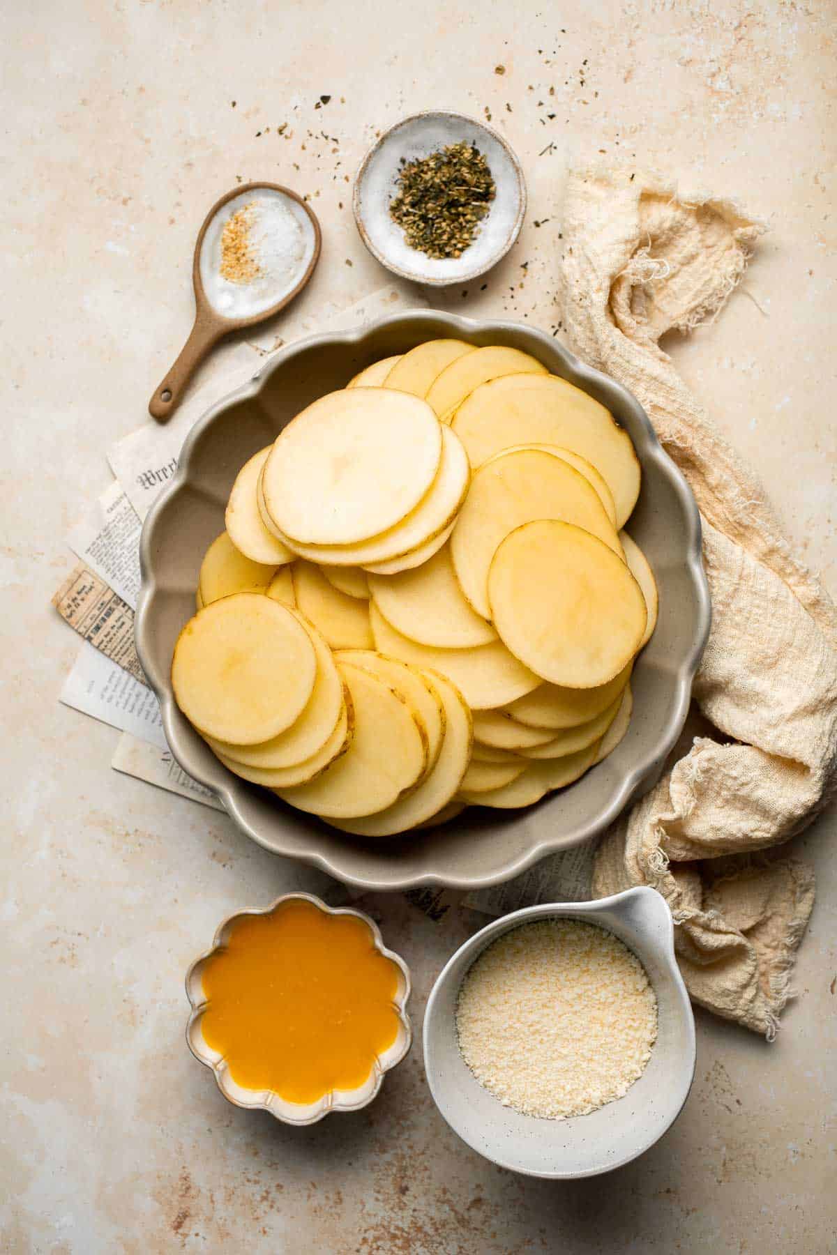 Potato Stacks are crispy, cheesy, and flavorful, making them the perfect side dish with crunchy edges and soft gooey centers bursting with amazing flavor. | aheadofthyme.com