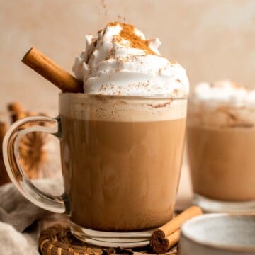 Pumpkin Spice Latte is an iconic Starbucks coffee drink that you can make cheaper at home with just a handle of simple ingredients including real pumpkin. | aheadofthyme.com