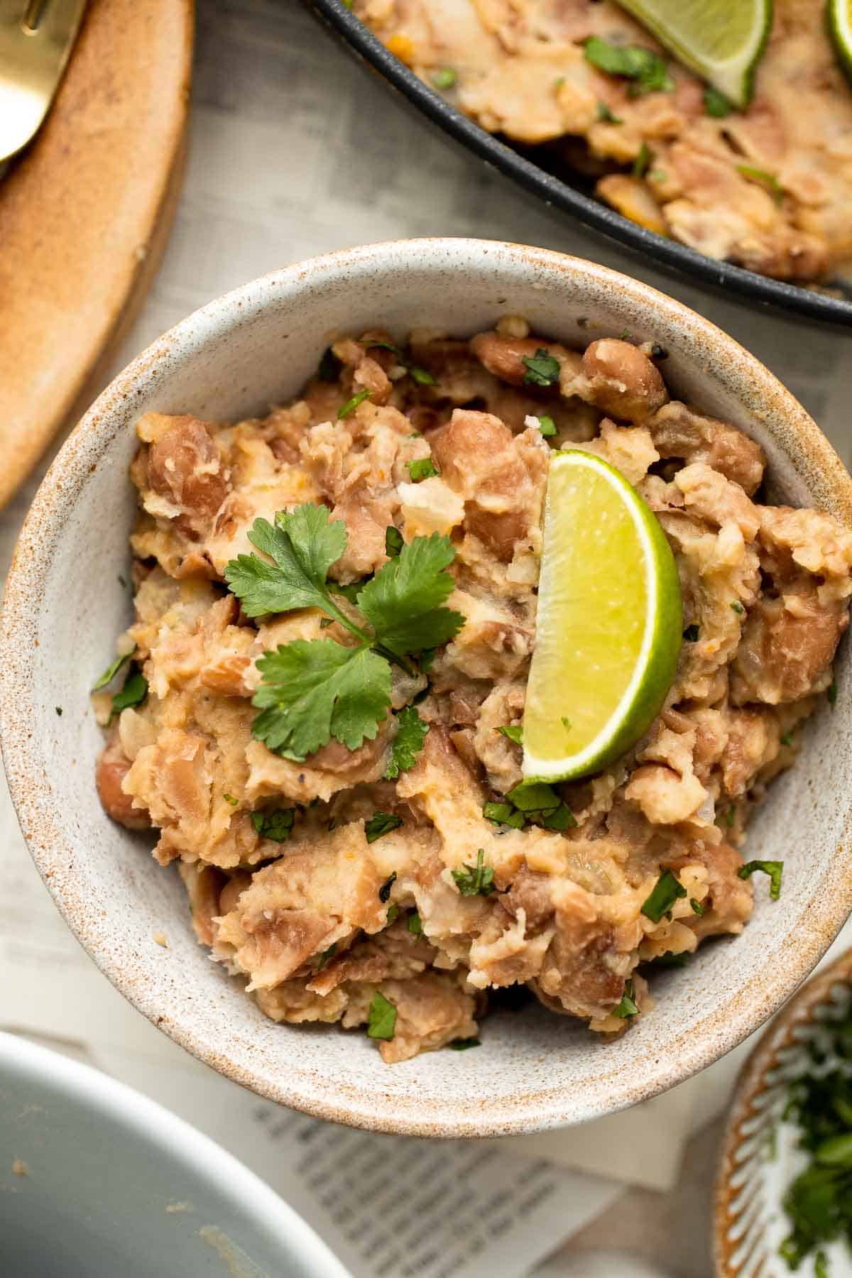 Homemade Refried Beans are simple, easy to make, and taste better than store-bought refried beans by a mile. They are creamy, chunky, and delicious! | aheadofthyme.com