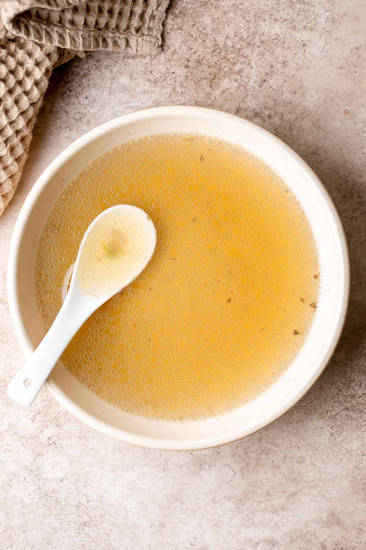 This Asian Beef Broth is the perfect base for your noodle soups, stews, and braises. It's light yet flavorful with just the right amount of umami. | aheadofthyme.com