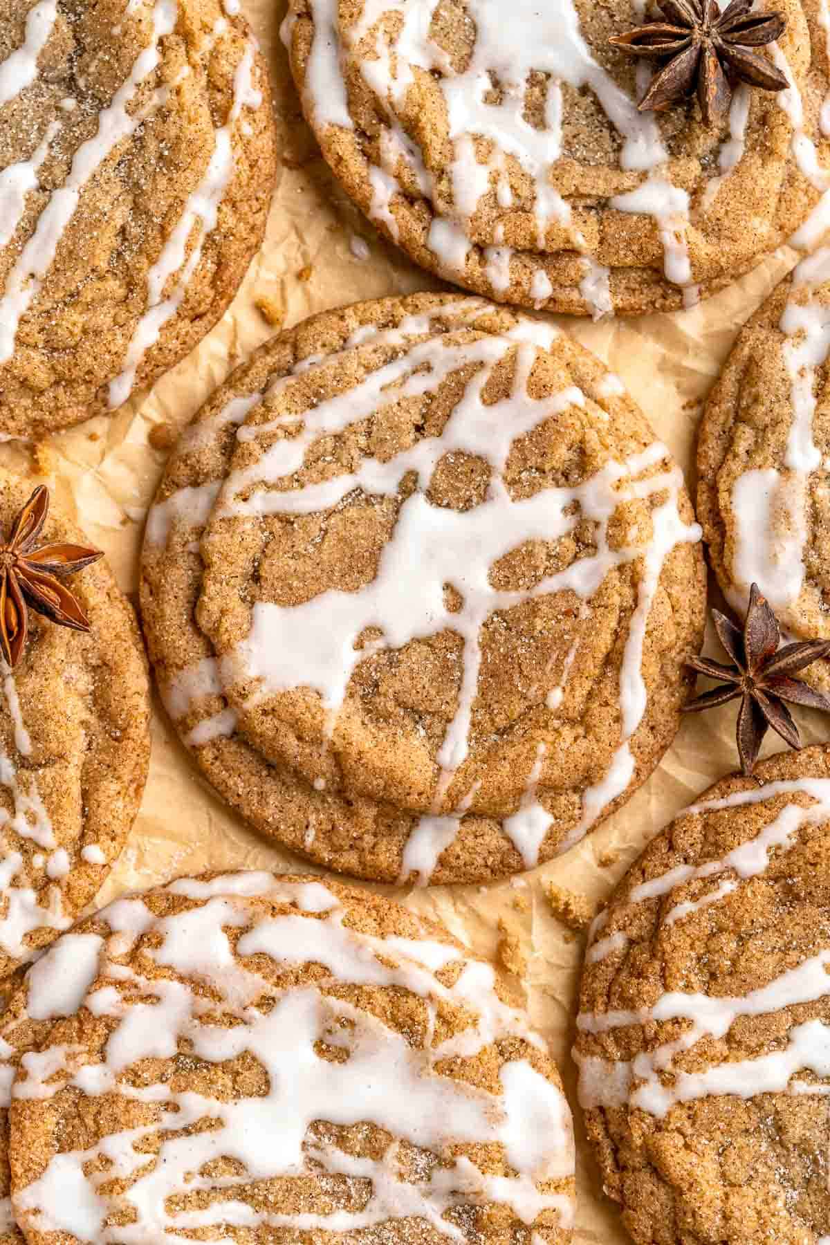 Soft and chewy Chai Cookies are loaded with warm chai spices and topped with drizzle of a sweet chai glaze. Quick and easy to make with no chill time! | aheadofthyme.com