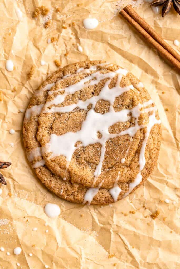 Soft and chewy Chai Cookies are loaded with warm chai spices and topped with drizzle of a sweet chai glaze. Quick and easy to make with no chill time! | aheadofthyme.com