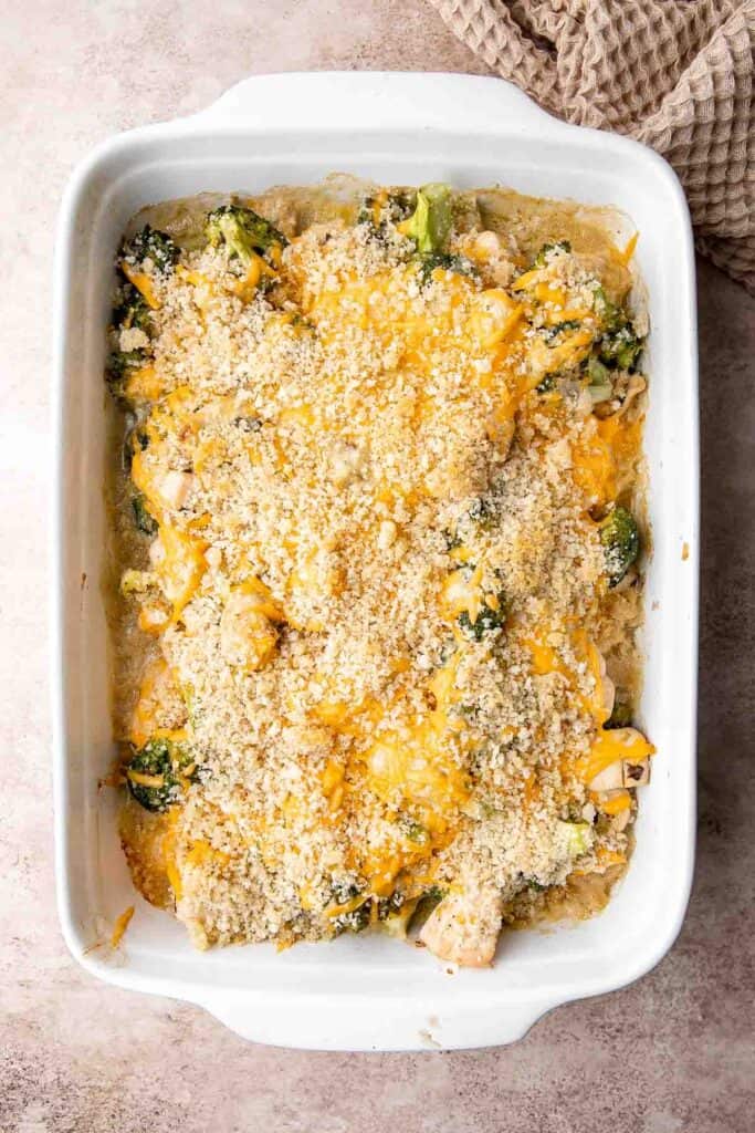 Chicken Divan is a deliciously creamy casserole made with tender chicken and cheesy broccoli, baked with breadcrumbs. It's warm and cozy comfort food. | aheadofthyme.com