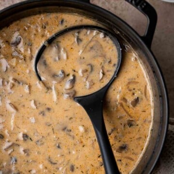 This rich, hearty Hungarian Mushroom Soup features tender, earthy mushrooms in a perfectly seasoned, creamy broth, and comes together quickly! | aheadofthyme.com