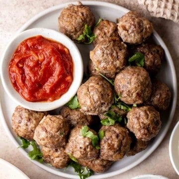 This Leftover Stuffing Meatballs recipe is an easy way to turn leftover stuffing from your Thanksgiving dinner into delicious, tender meatballs! | aheadofthyme.com