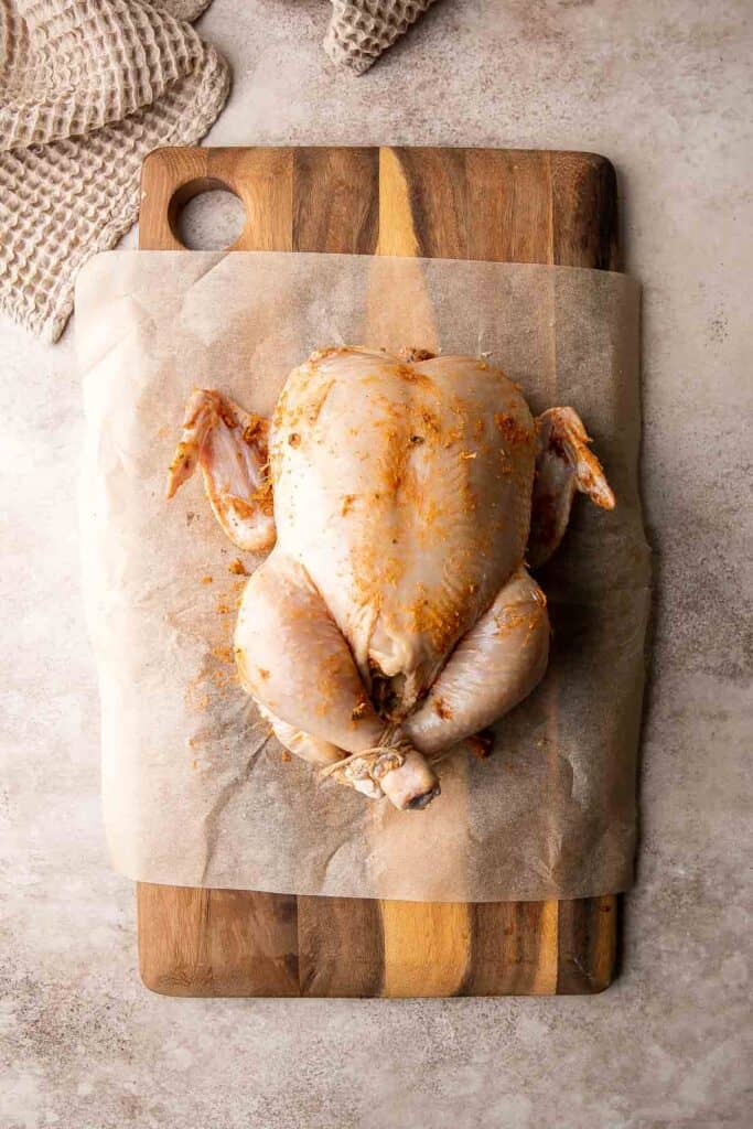 Roast Stuffed Chicken is easy to make and has everything you need for a meal in one pan. Serve it for a special occasion or weekly for Sunday roast dinner. | aheadofthyme.com