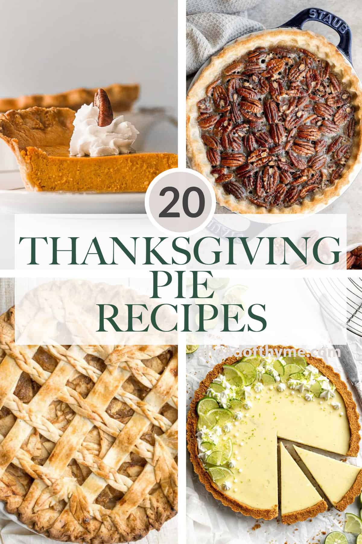 Over 20 Best Thanksgiving Pie Recipes including pumpkin pie, pecan pie, cream pies, and more to serve after an an epic holiday dinner. | aheadofthyme.com