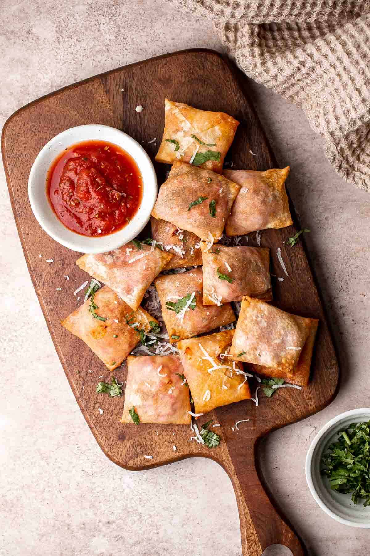 Homemade Air Fryer Pizza Rolls are a grown-up version of Totino's pizza rolls and are perfect to serve as an appetizer, snack, or even a quick main dish! | aheadofthyme.com